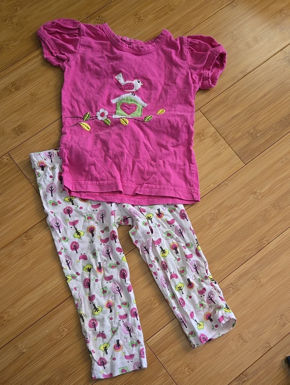 Organic Pink Bird Outfit - 12-18m